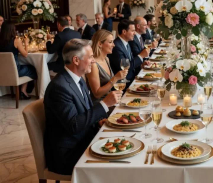 Exkluzív VIP rendezvény finom falatokkal és elegáns terítéssel